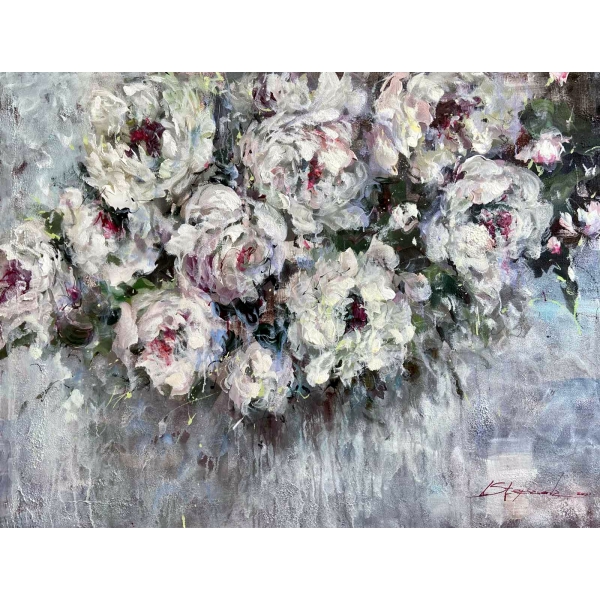 Картина Лілії Степанової квіти півонії "Світла душа"