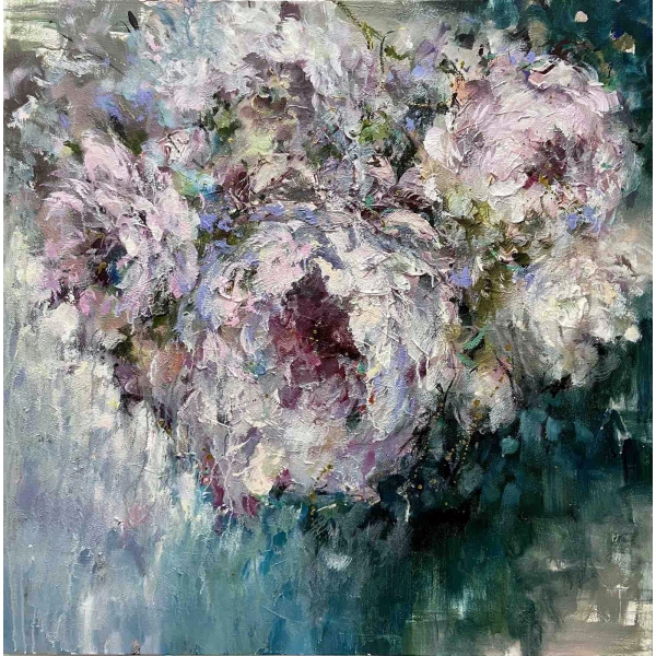 Картина Лилии Степановой цветы пионы "Индиго"