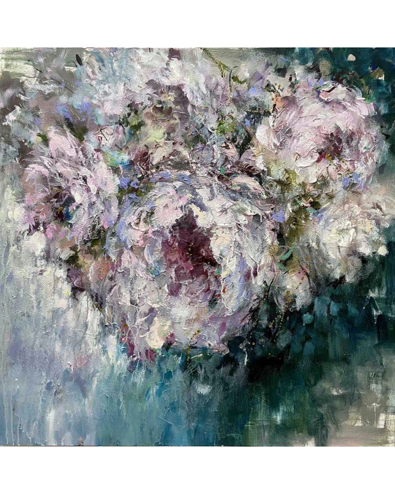 Картина Лілії Степанової квіти півонії "Індиго"